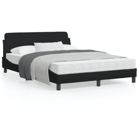 Cadre de lit avec tête de lit Noir 140x190 Tissu
