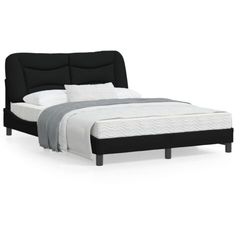 Cadre de lit avec tête de lit Noir 140x190 Tissu