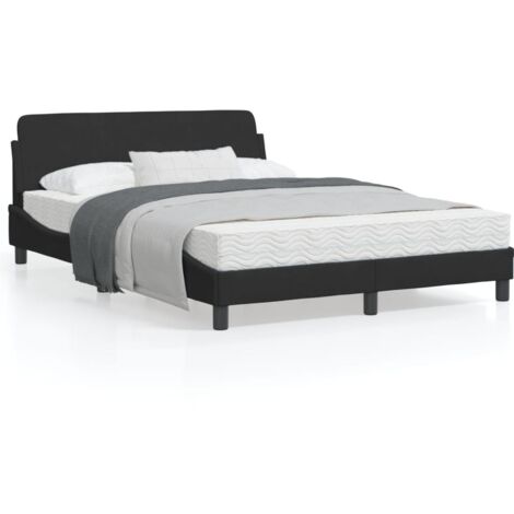 Cadre de lit avec tête de lit Noir 140x190 Velours