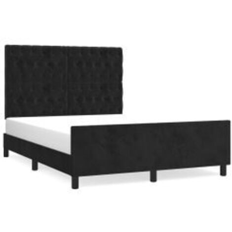 Cadre de lit avec tête de lit Noir 140x190 Velours
