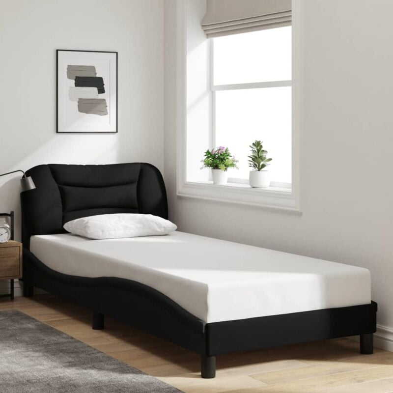 Vidaxl - Cadre de lit sans matelas noir 90x200 cm tissu