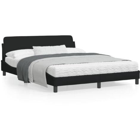 Cadre de lit avec tête de lit Noir 160x200 Tissu