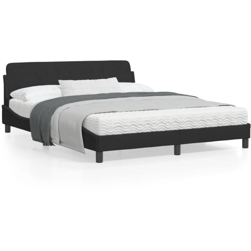 Cadre de lit avec tête de lit Noir 160x200 Velours Cadre de lit avec tête de lit Noir 160x200 Velours