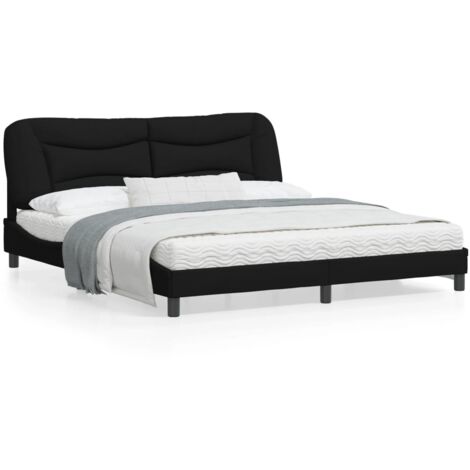 Cadre de lit avec tête de lit Noir 180x200 Tissu