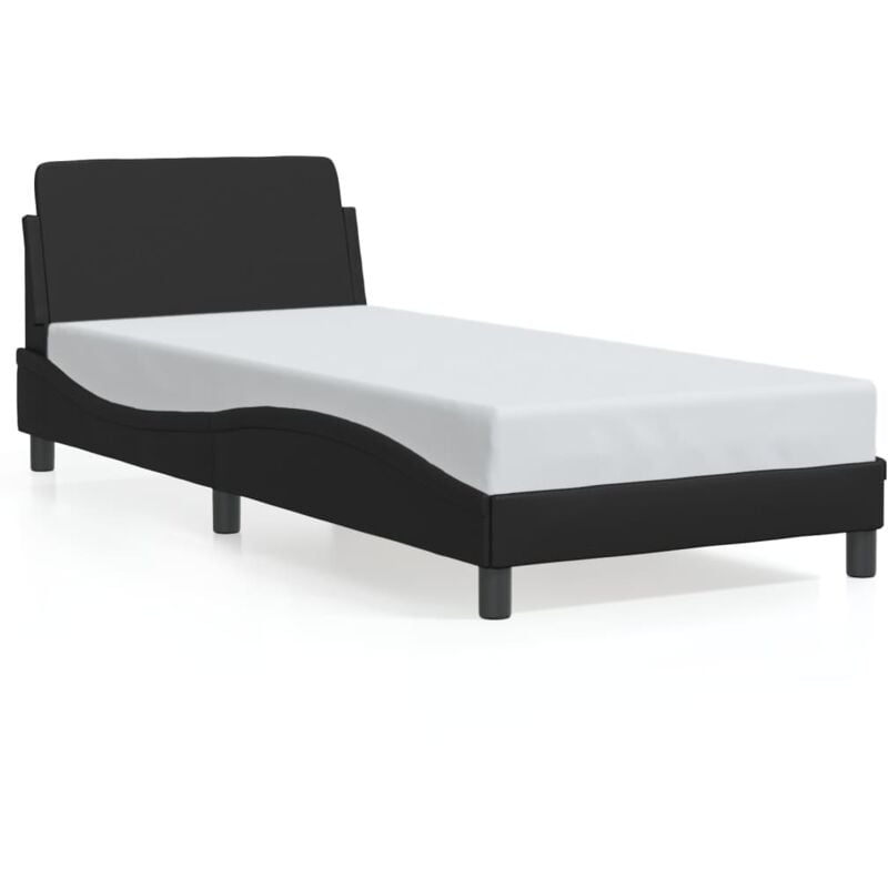 Cadre de lit avec tête de lit Noir 90x190 cm Similicuir - Vidaxl