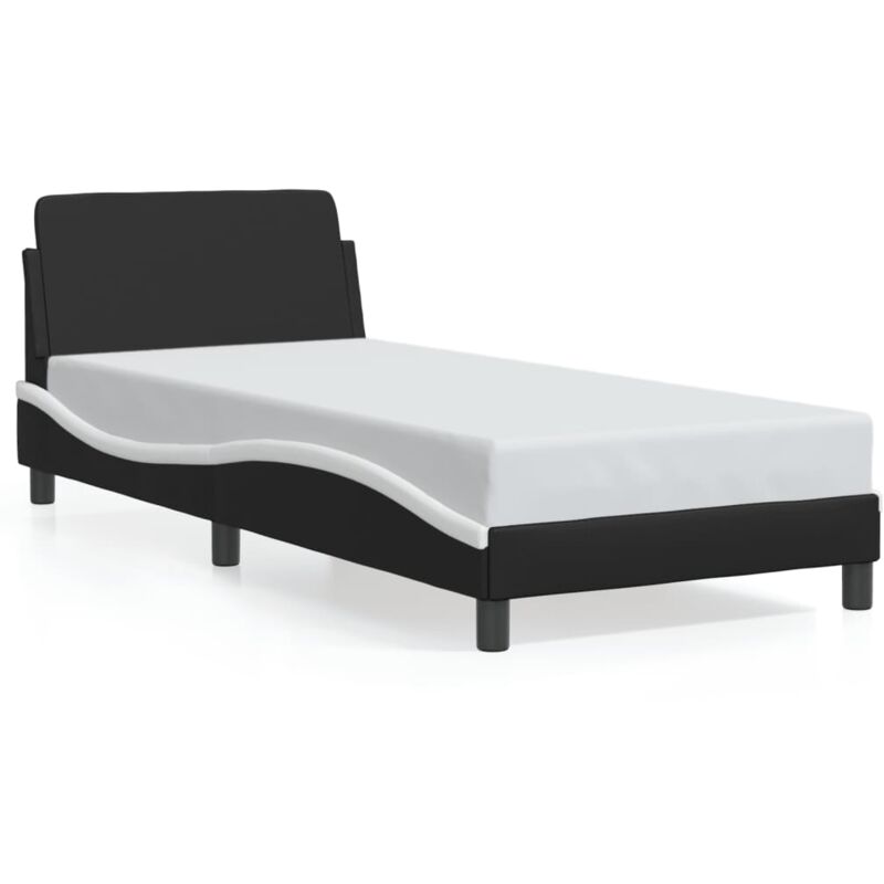Cadre de lit avec tête de lit noir et blanc 80x200cm similicuir - Vidaxl
