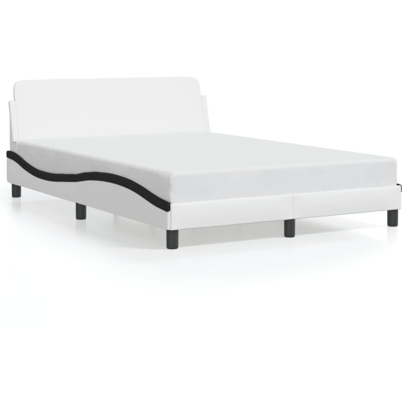 Vidaxl - Cadre de lit et tête de lit blanc et noir 120x200 cm similicuir