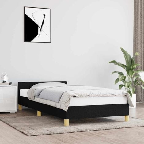 Cadre de lit avec tête de lit Noir 90x190 cm Tissu