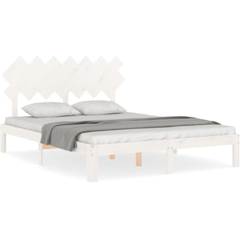 Vidaxl - Cadre de lit avec tête de lit blanc King Size bois massif
