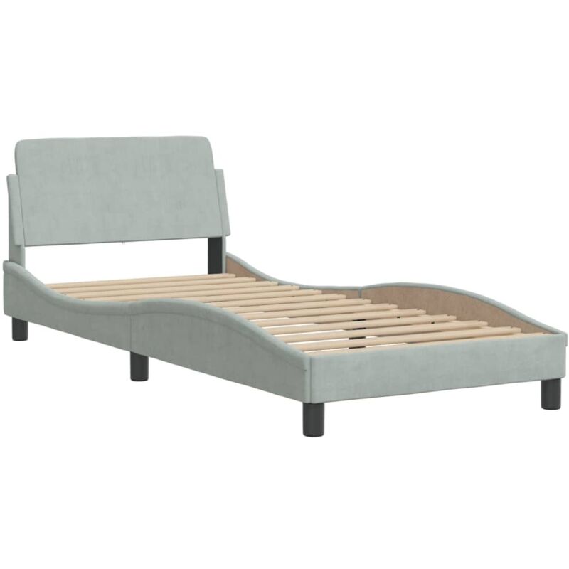 Vidaxl - Cadre de lit sans matelas gris clair 90x190 cm velours