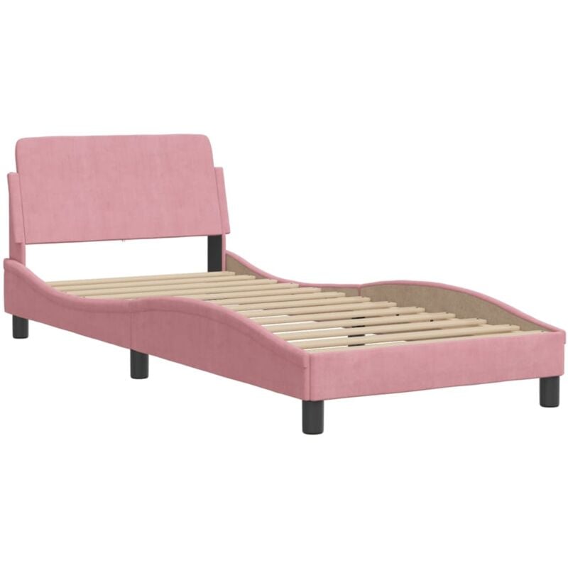 Cadre de lit et tête de lit sans matelas rose 80x200 cm velours Vidaxl