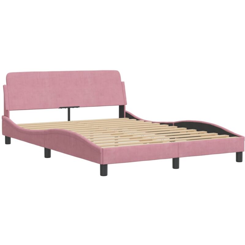 Vidaxl - Cadre de lit et tête de lit sans matelas rose 120x200cm velours
