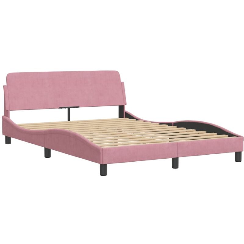Cadre de lit et tête de lit sans matelas rose 140x190cm velours Vidaxl
