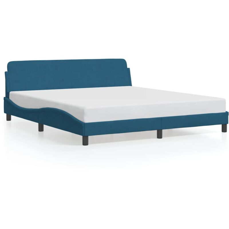 Vidaxl - Cadre de lit avec tête de lit bleu 180x200 cm velours