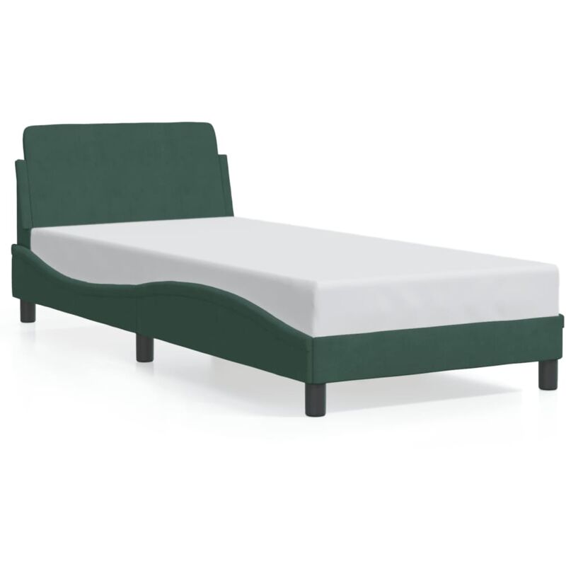 Vidaxl - Cadre de lit avec tête de lit Vert foncé 90x190 cm Velours