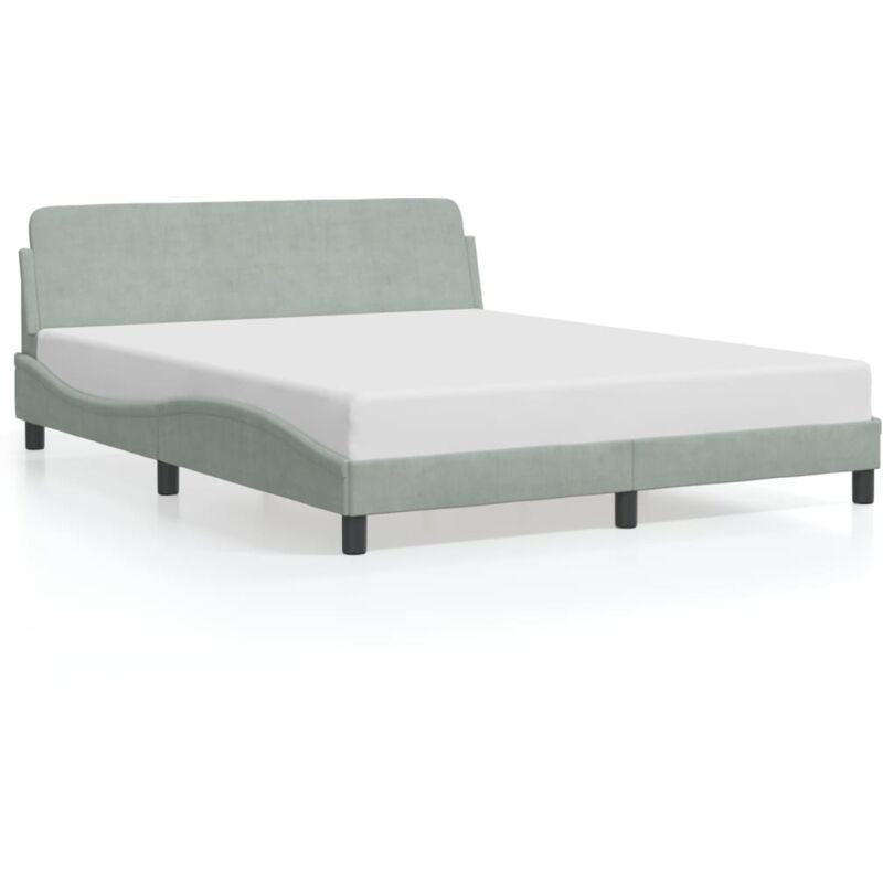 Vidaxl - Cadre de lit avec tête de lit Gris clair 160x200 cm Velours