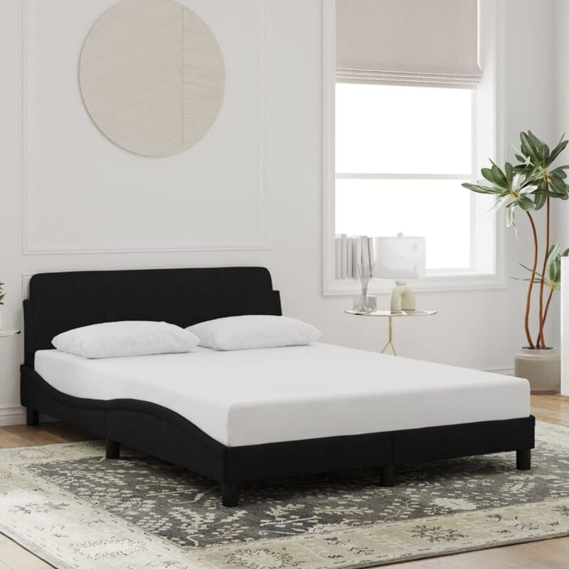 Vidaxl - Cadre de lit sans matelas noir 140x190 cm velours