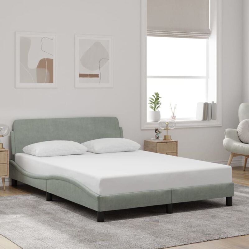 Vidaxl - Cadre de lit sans matelas gris clair 120x200 cm velours