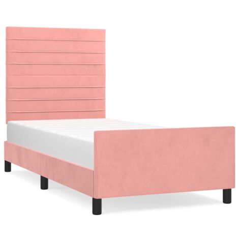 Cadre de lit avec tête de lit Rose 90x190 Velours