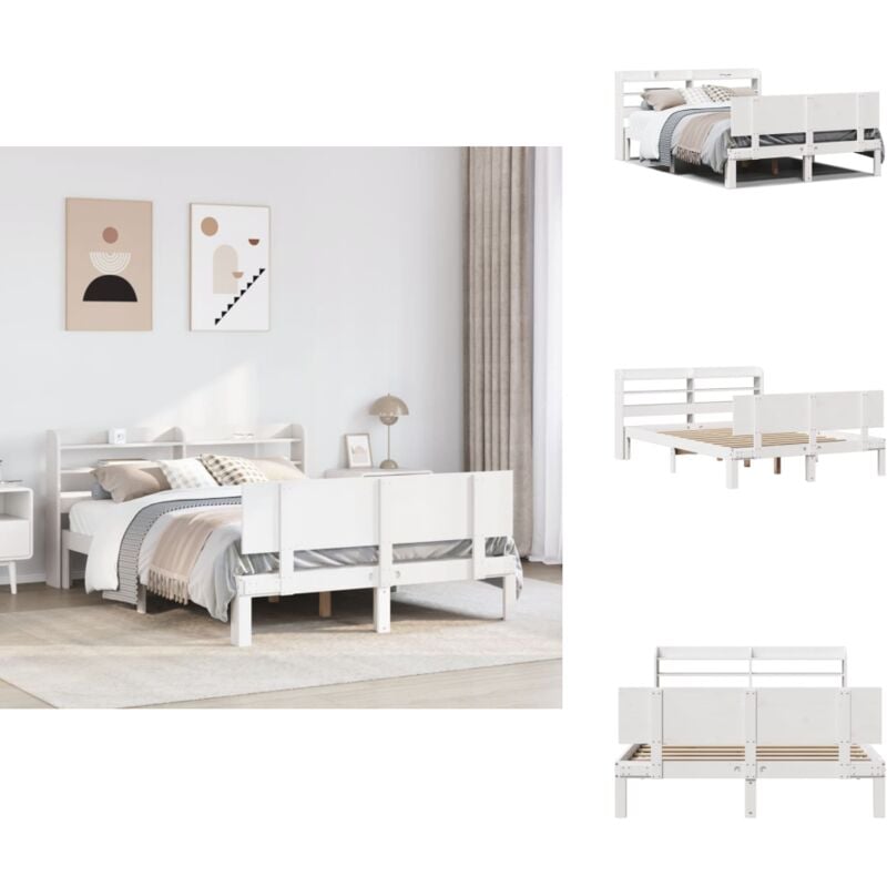Cadre de lit avec tête de lit sans matelas blanc 140x190 cm - Cadre De Lit - Cadres De Lit - Lit - Lit Double