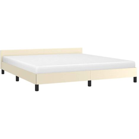 Cadre de lit avec tête de lit sans matelas crème 160x200 cm vidaXL
