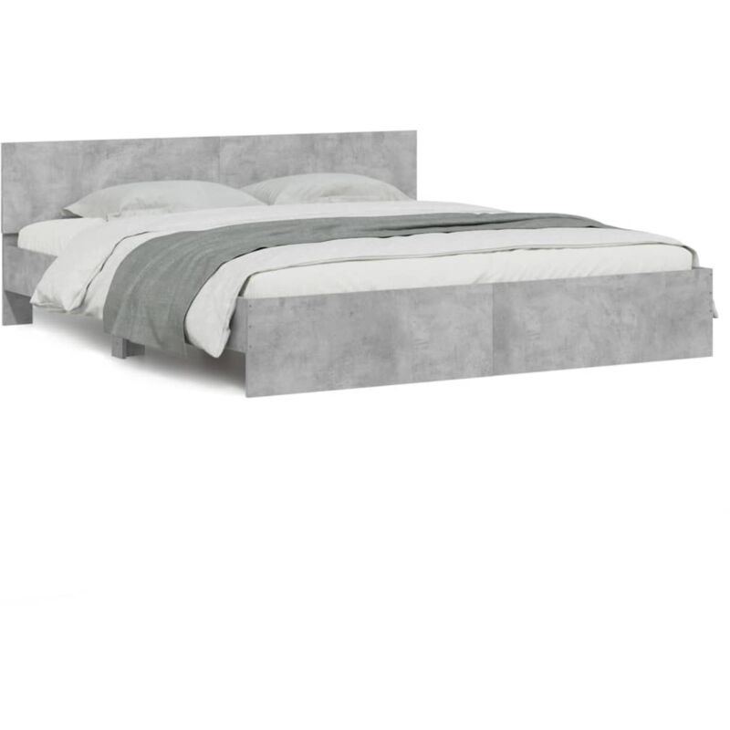 Vidaxl - Cadre de lit avec tête de lit gris béton 200x200 cm