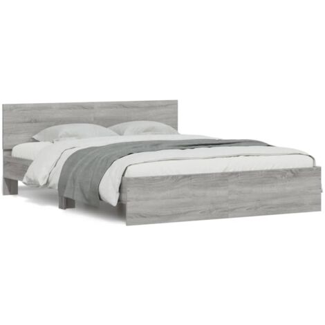 Cadre de lit avec tête de lit sonoma gris 140x190