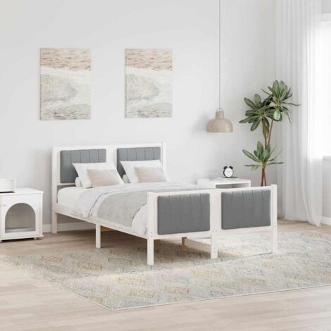 Cadre de lit avec tête de lit-Structure de lit avec panneau de lit Blanc et gris clair 120 x 190 cm 462404