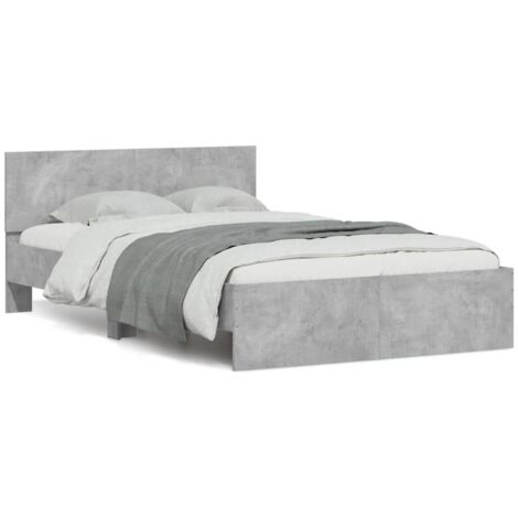Cadre de lit avec tête de lit-Structure de lit avec rangement et LED gris béton 140x190 cm 701787