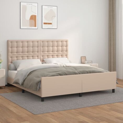 Cadre de lit avec tête de lit-Structure de lit Cappuccino 180x200 cm Similicuir 175887