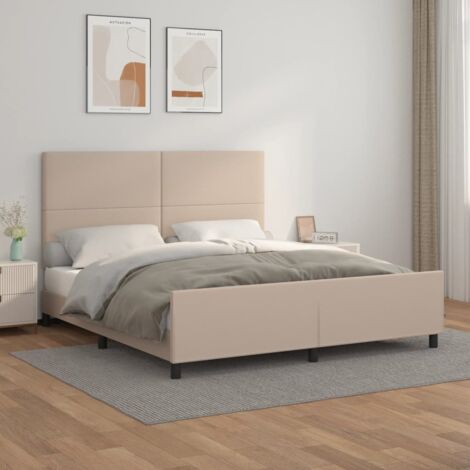 Cadre de lit avec tête de lit-Structure de lit Cappuccino 180x200 cm Similicuir 746891