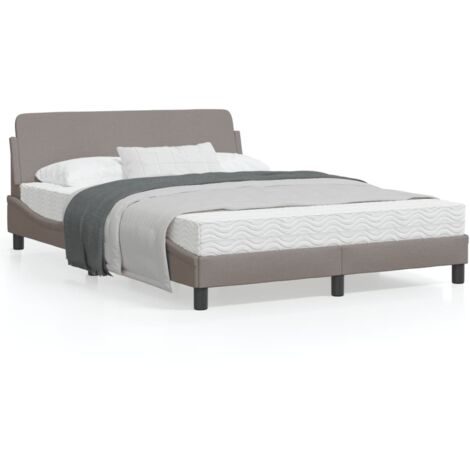 Cadre de lit avec tête de lit Taupe 140x190 Tissu