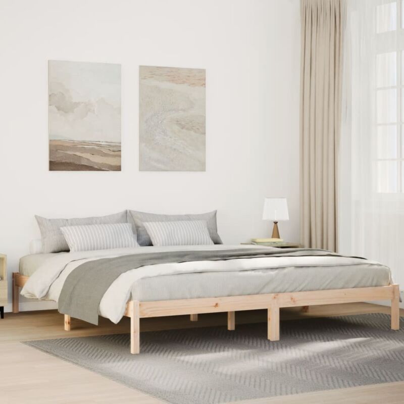 Cadre de lit extra long sans matelas 180x210 cm bois massif pin Vidaxl