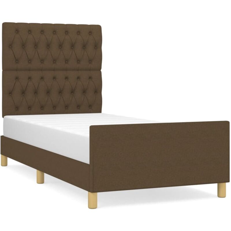 Vidaxl - Cadre de lit avec tête de lit marron foncé 90x190 cm Tissu