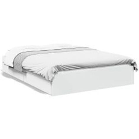 Cadre de lit avec tiroirs blanc 140x190 bois d'ingénierie