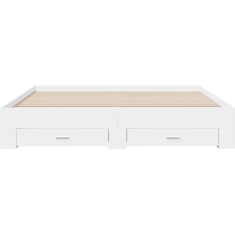 Cadre de lit avec tiroirs blanc 180x200 bois d'ingénierie