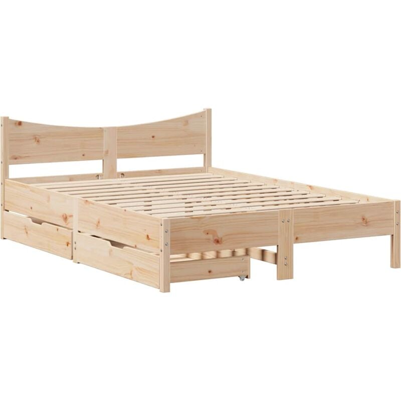 Cadre de lit avec tiroirs 140x190 cm bois de pin massif vidaXL