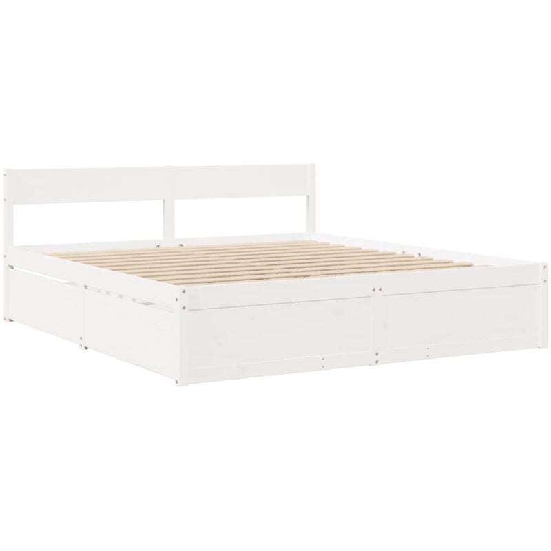 Vidaxl - Cadre de lit sans matelas blanc 200x200 cm bois massif de pin