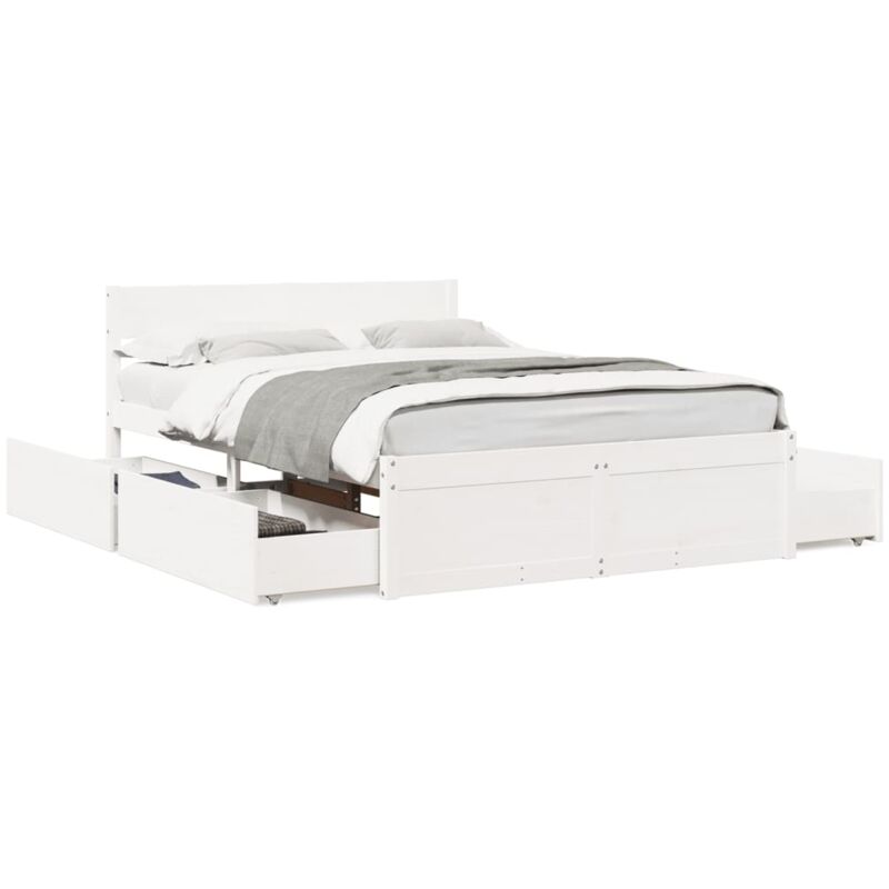 Vidaxl - Cadre de lit sans matelas blanc 140x190 cm bois de pin massif