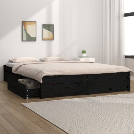 Pack lit avec pieds et matelas bois massif 120x190 cm DORIS