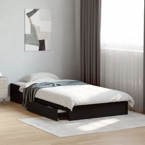 Cadre de lit avec tiroirs sans matelas-Structure de lit avec rangement noir 75x190 cm 538709