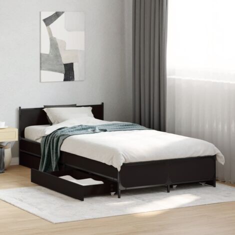Cadre de lit avec tiroirs sans matelas-Structure de lit avec rangement noir 75x190 cm 956531