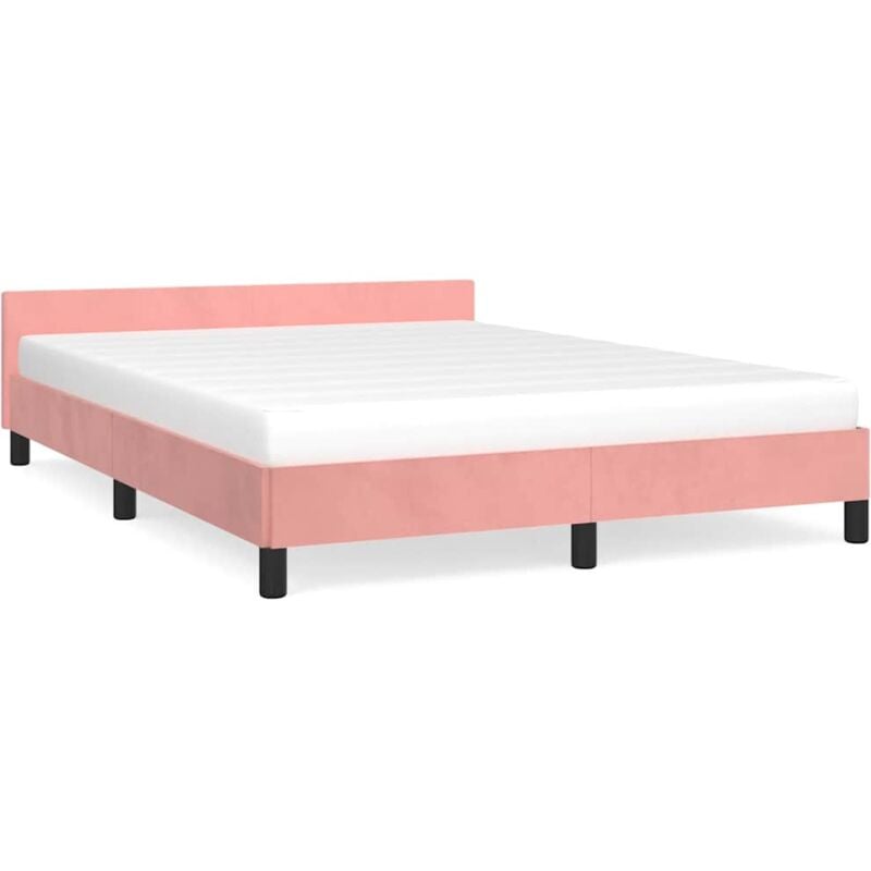 Cadre de lit avec tête de lit Rose 140x190 cm Velours - Vidaxl
