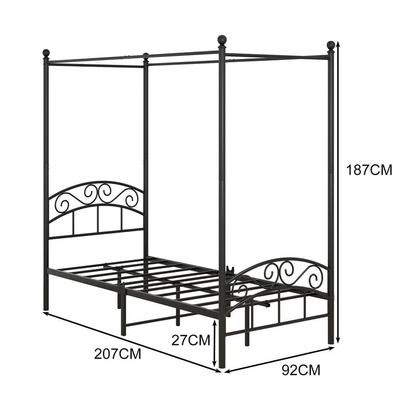 Cadre de lit à baldaquin lit à baldaquin en métal lit en fer avec baldaquin lit en métal design classique cadre de lit de chambre à coucher sans