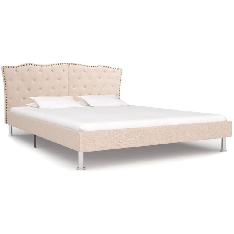 Cadre de lit Beige Tissu 135x190 cm