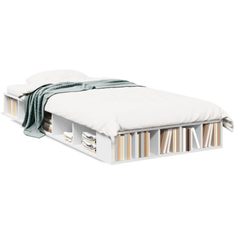 Cadre de lit blanc 100x200 bois d'ingénierie