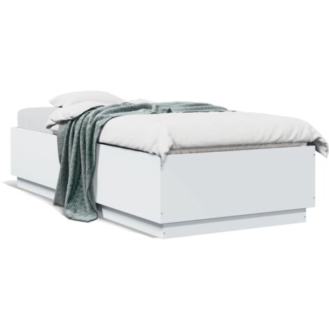 Cadre de lit blanc 100x200 bois d'ingénierie