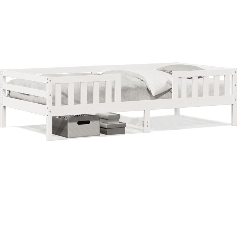 Cadre de lit sans matelas blanc 75x190 cm bois de pin massif