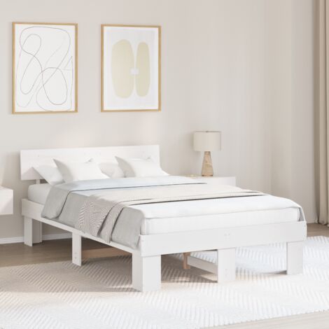 Cadre de lit Blanc 120 x 190 cm Bois massif en pin vidaXL