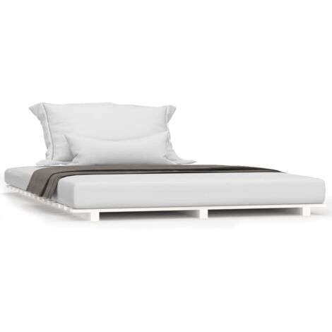 Cadre de lit blanc 120x200 bois de pin massif